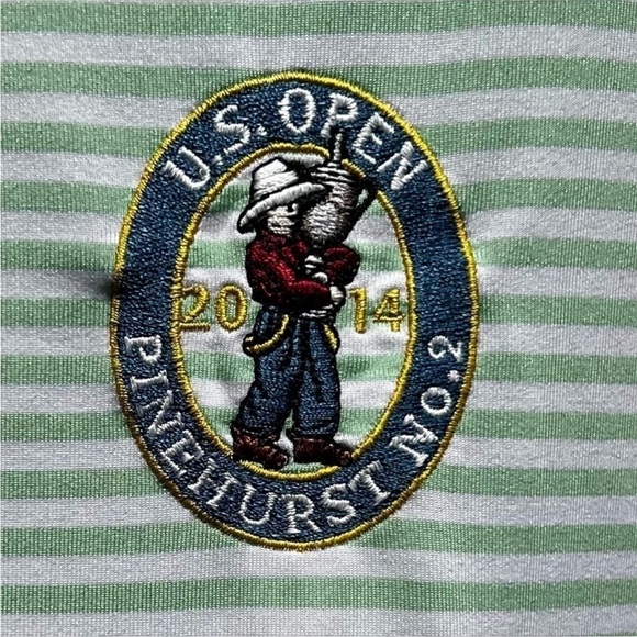 🌻Ralph Lauren "2014 US Open Pinehurst #2" Golf Polo {Green w/White Stripes} M - Picture 5 of 10